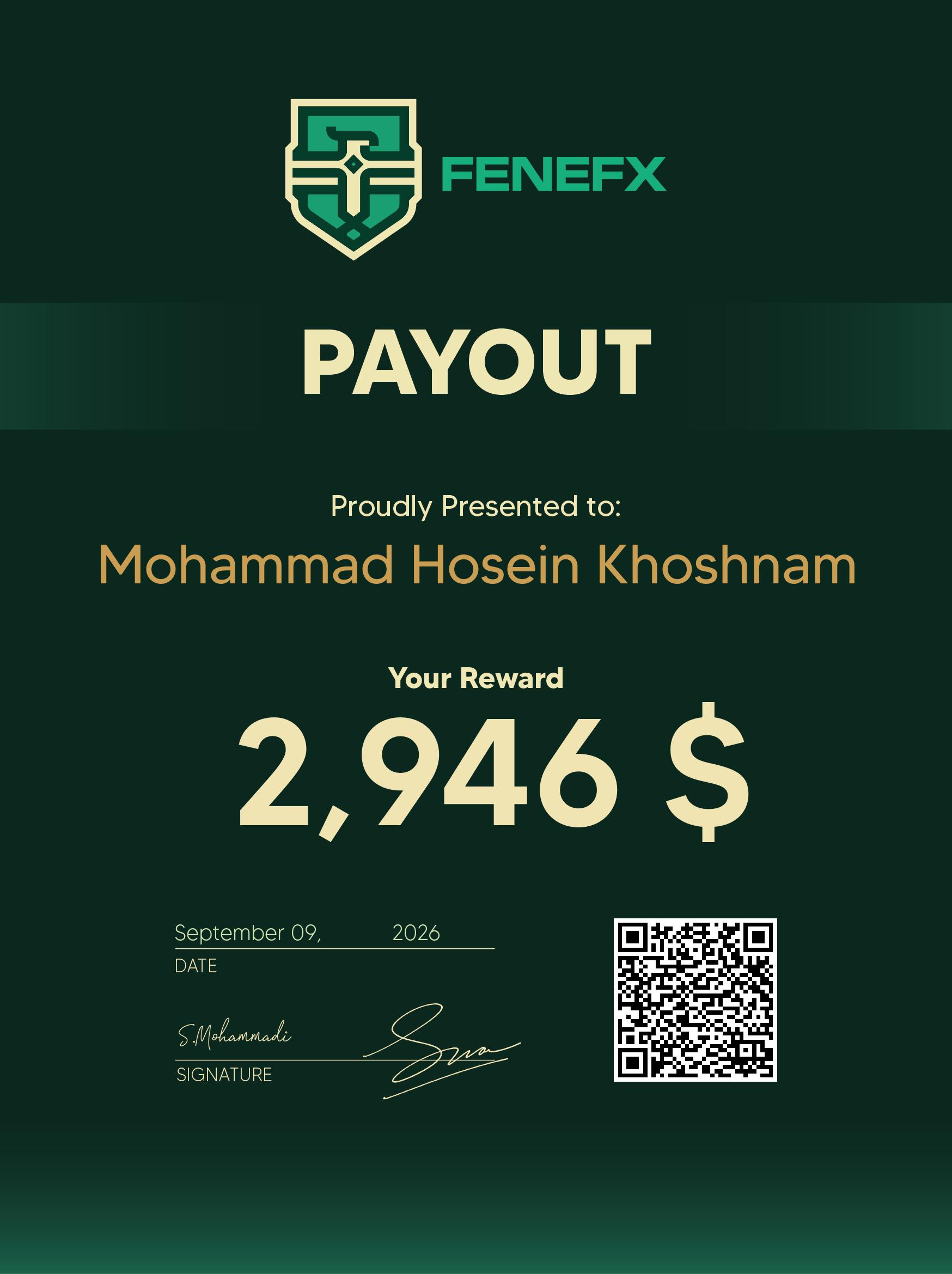 Cert. — Mohammad Hosein Khoshnam